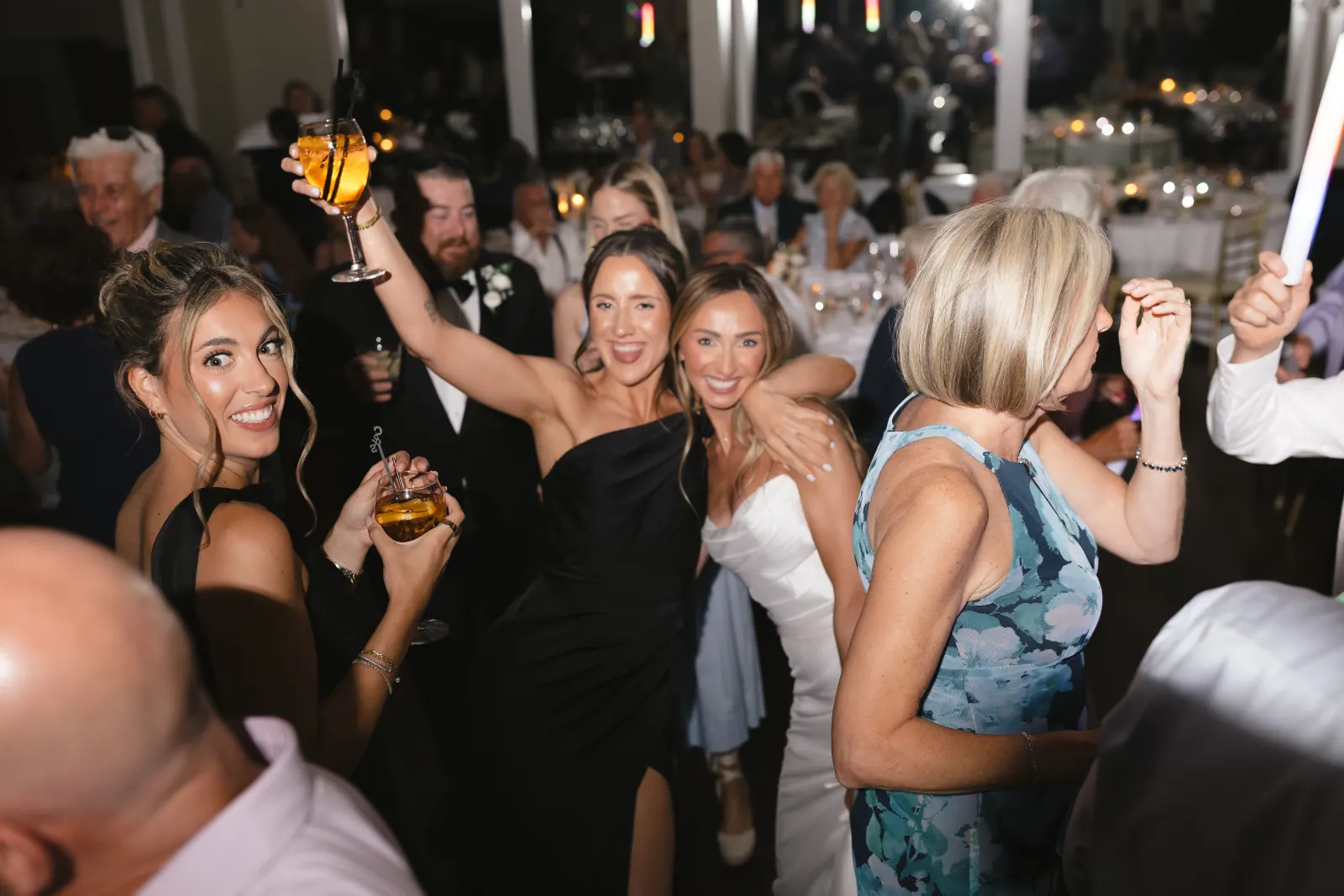 The wedding party walks together at OceanCliff, Newport, Rhode Island