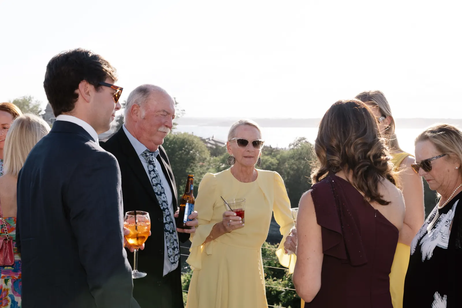 Cocktail hour with Narragansett Bay views at OceanCliff, Newport