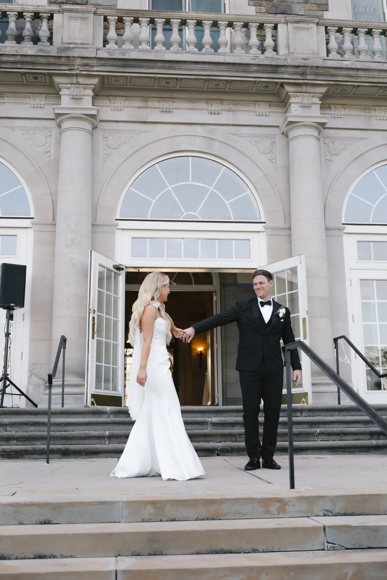 The first dance begins at the top of the terrace steps