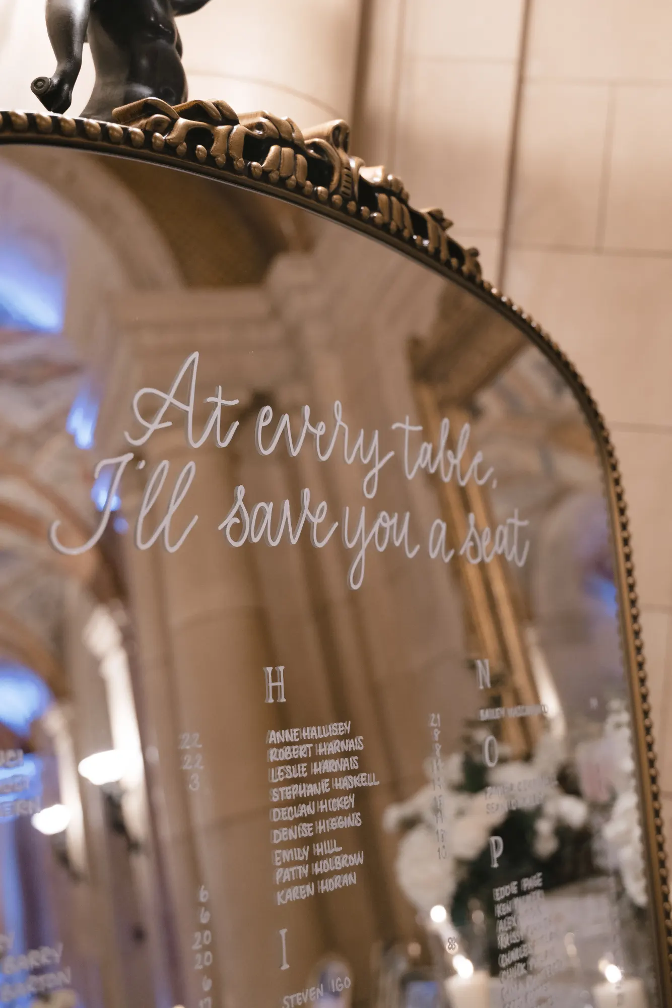 The mirrored seating chart, at every table I'll save you a seat