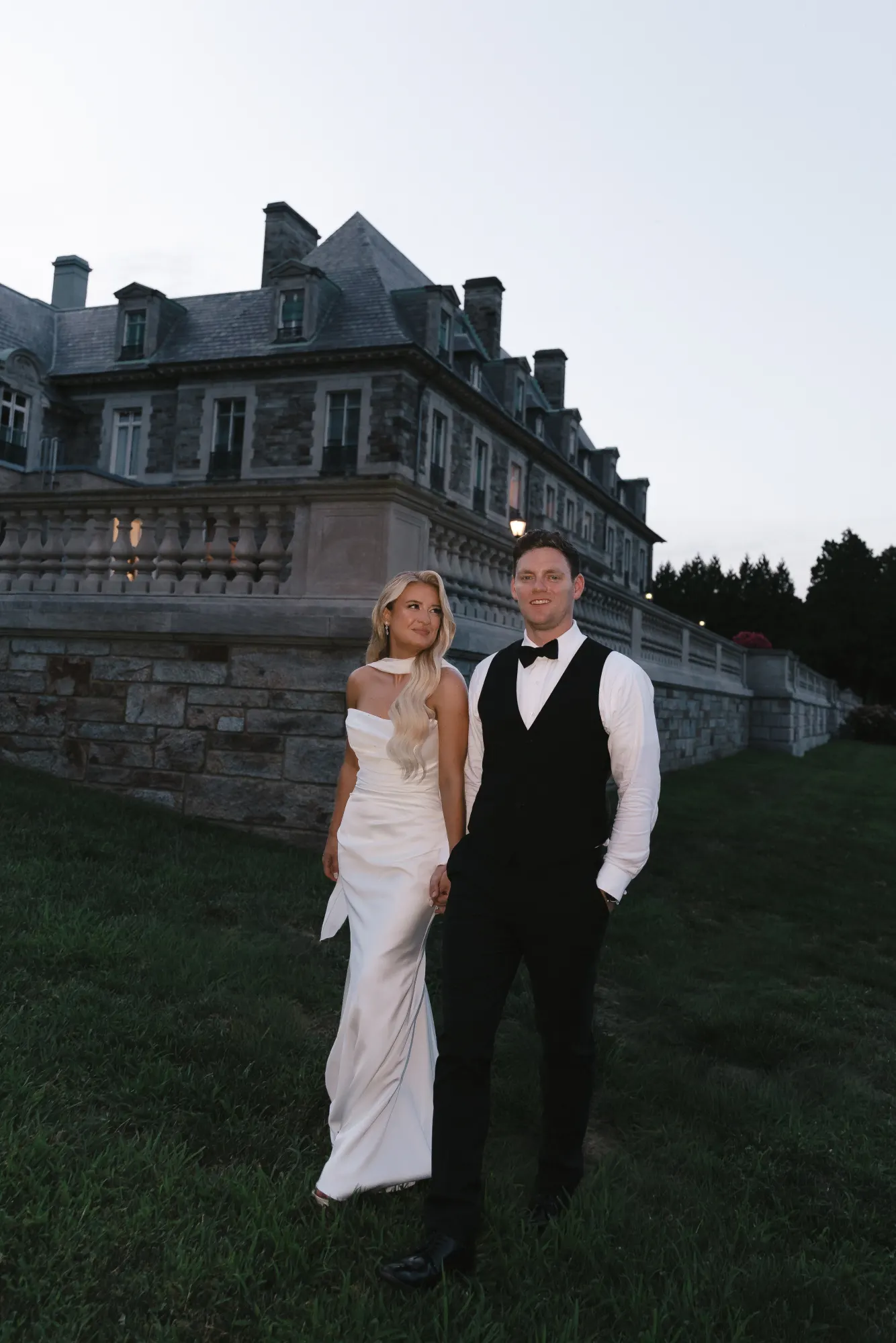 Blue hour portrait in front of the mansion