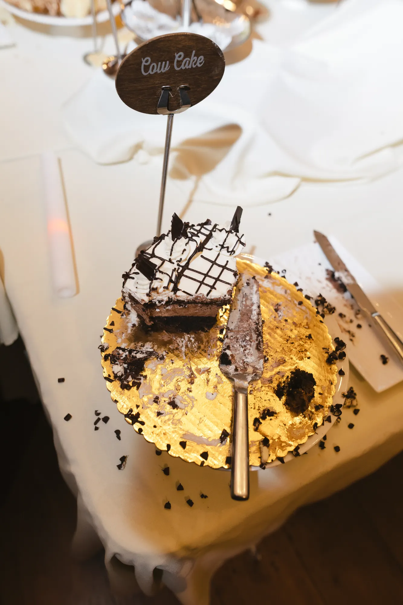 A late-night slice from the dessert table