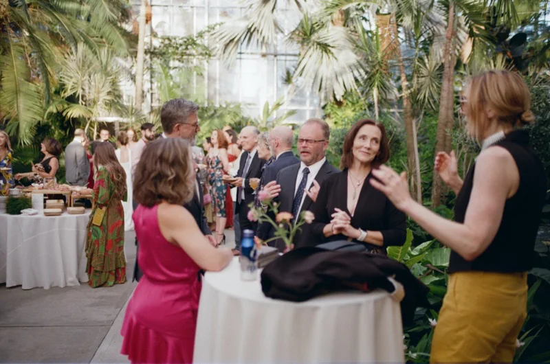 Guests dancing at Gabi and Ike wedding Roger Williams Botanical Center