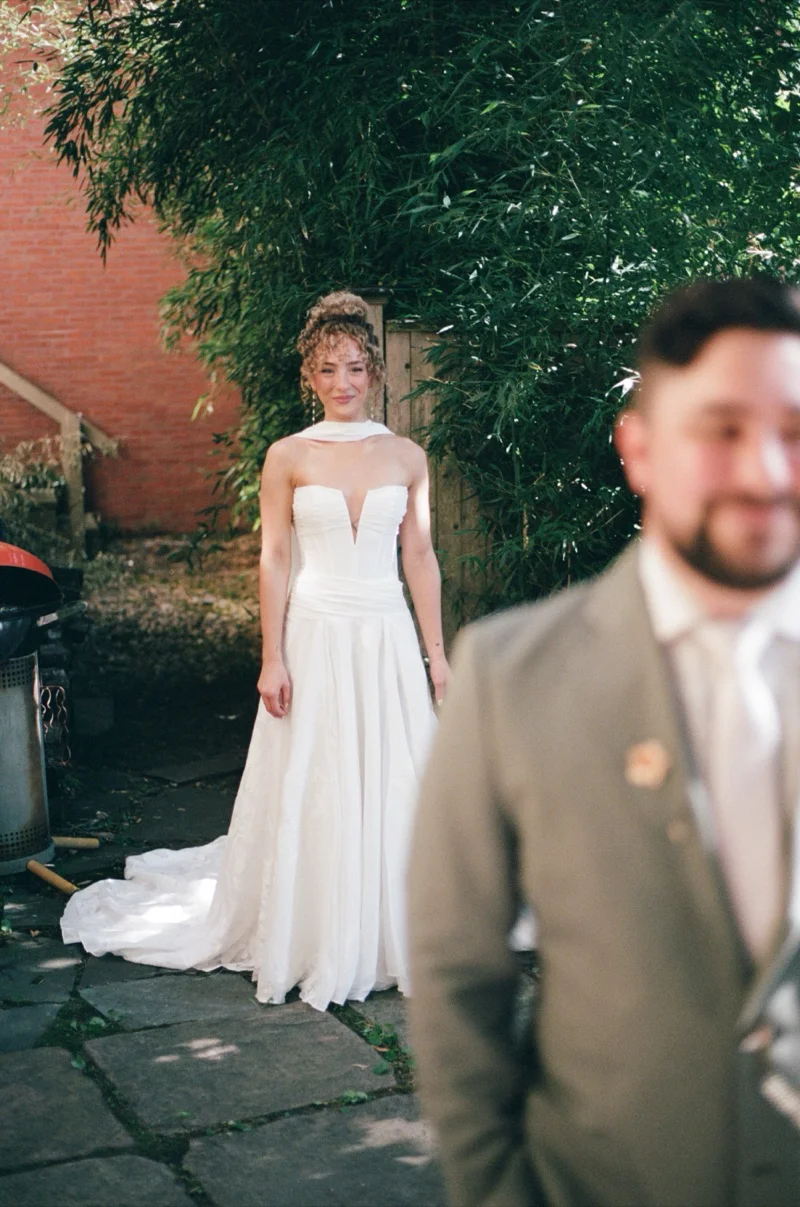 Late night film moments at Roger Williams Botanical Center wedding
