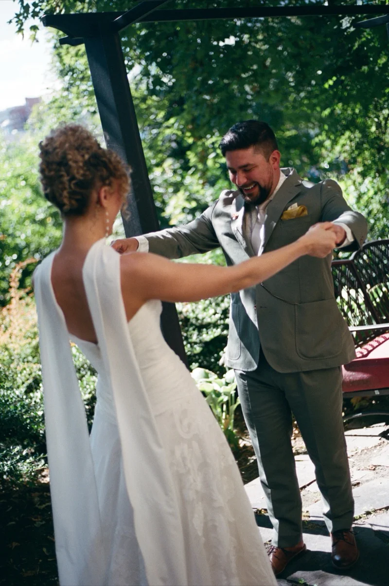 End of night celebration at Gabi and Ike botanical center wedding