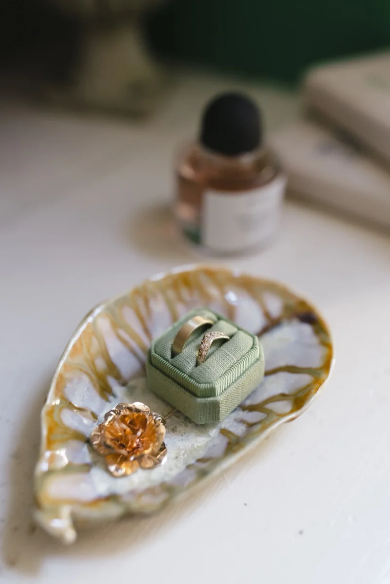 Wedding ring details for Gabi and Ike botanical garden wedding