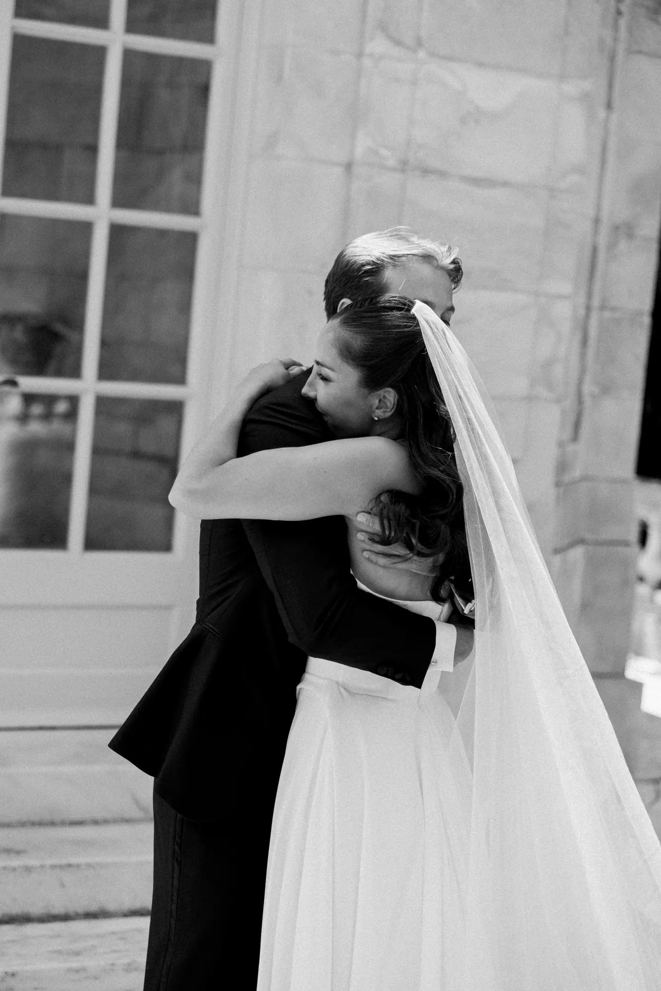 Black and white embrace at The Elms first look