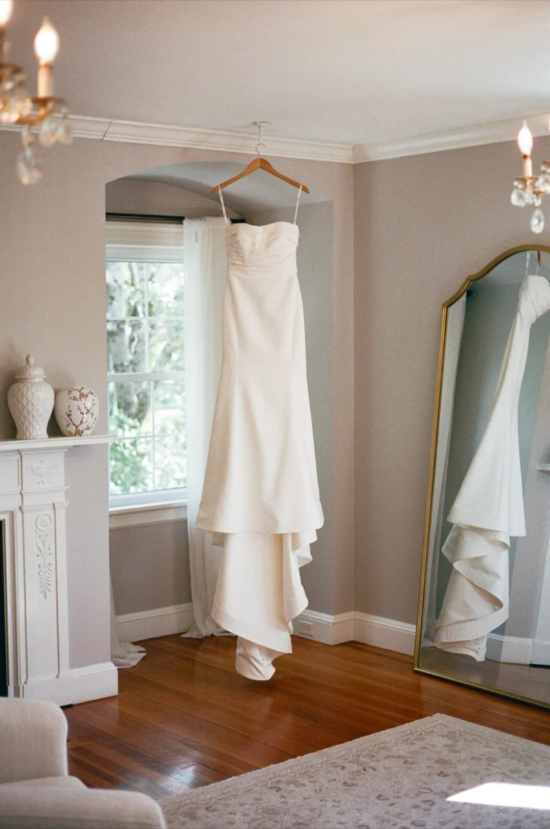 Wedding dress in bridal suite