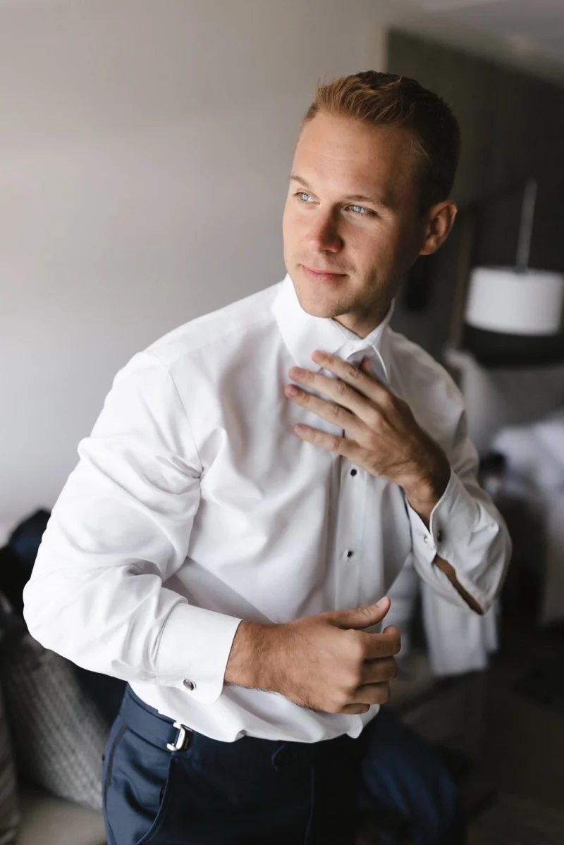 Groom getting ready
