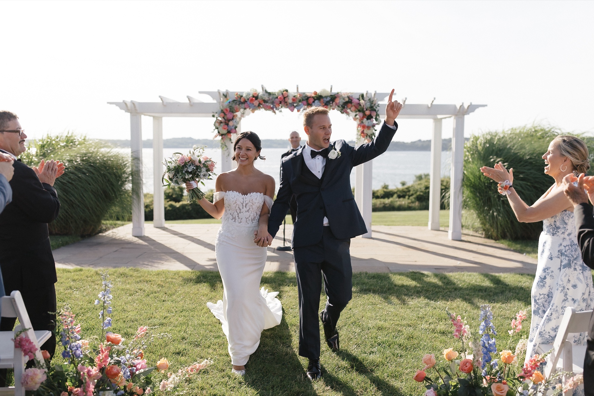 Joyful recessional at waterfront