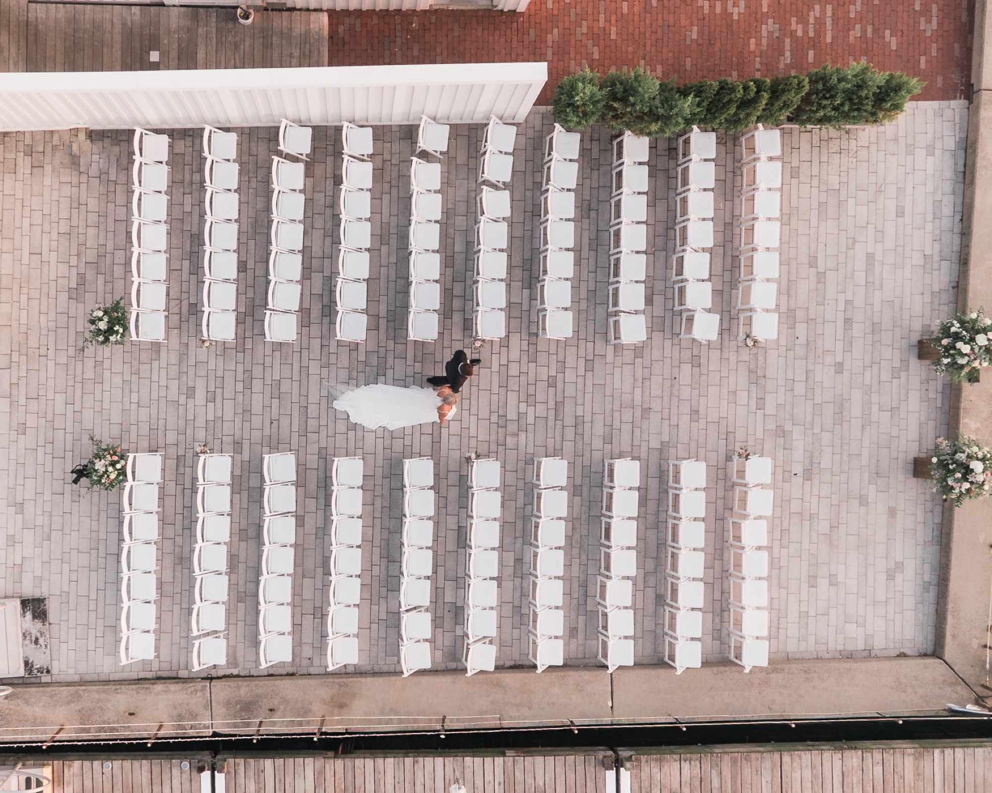 Drone aerial wedding ceremony