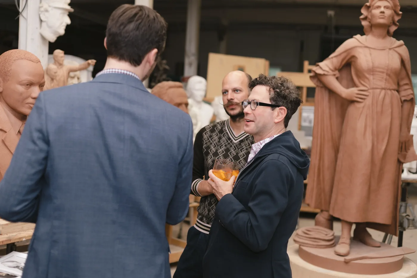 Guests mingling during the Peabody Essex Museum reception at Skylight Studios Woburn